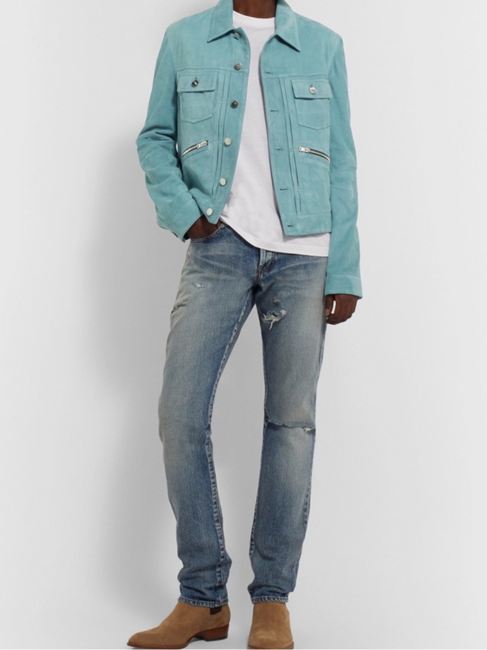 AMIRI Suede Leather Trucker Jacket Rocker Western Rugged Luxury Streetwear